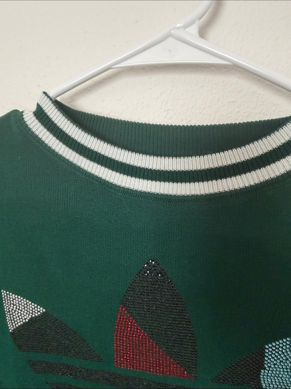 adidas Green Crewneck Sweater with Rhinestone Trefoil - Picture 6 of 9
